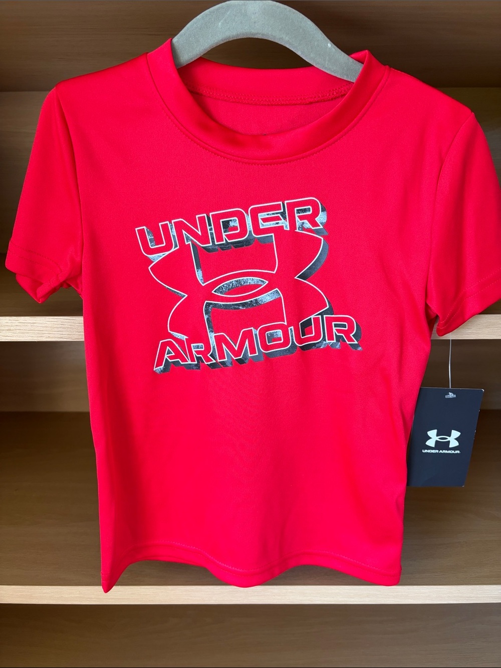 NWT• Under Armour UA Tech Printed Short Sleeve Top | Red | 3T